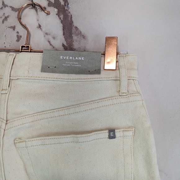 Everlane Jean The Cheeky Straight High Rise Ecru Sandstone Ankle Crop Zip Denim - Picture 11 of 13